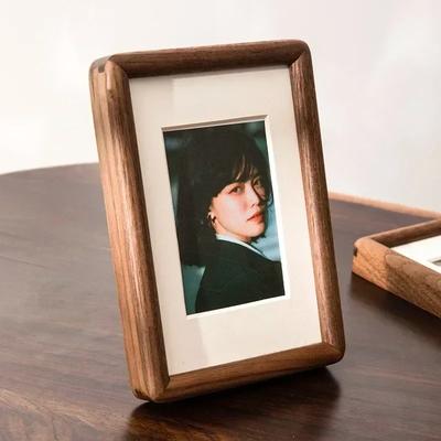 Zwart Walnoot Fotolijst Echt Houten Ronde Hoek Zwenk Tafel 6/7/8 Inch Pen-gatverbinding Fotolijst Huisdecoratie Foto Lijst