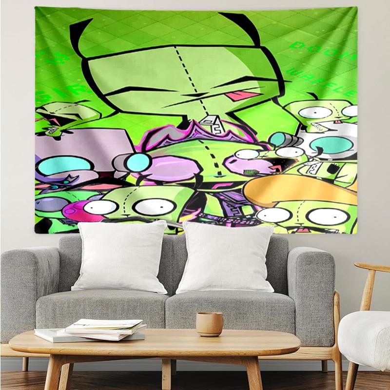 Invader-Zim Print Tapestry, Backdrop, Easy Setup, Ideal for Bedroom, Office & Living Room, with Aesthetic Wall Hanging Decor.