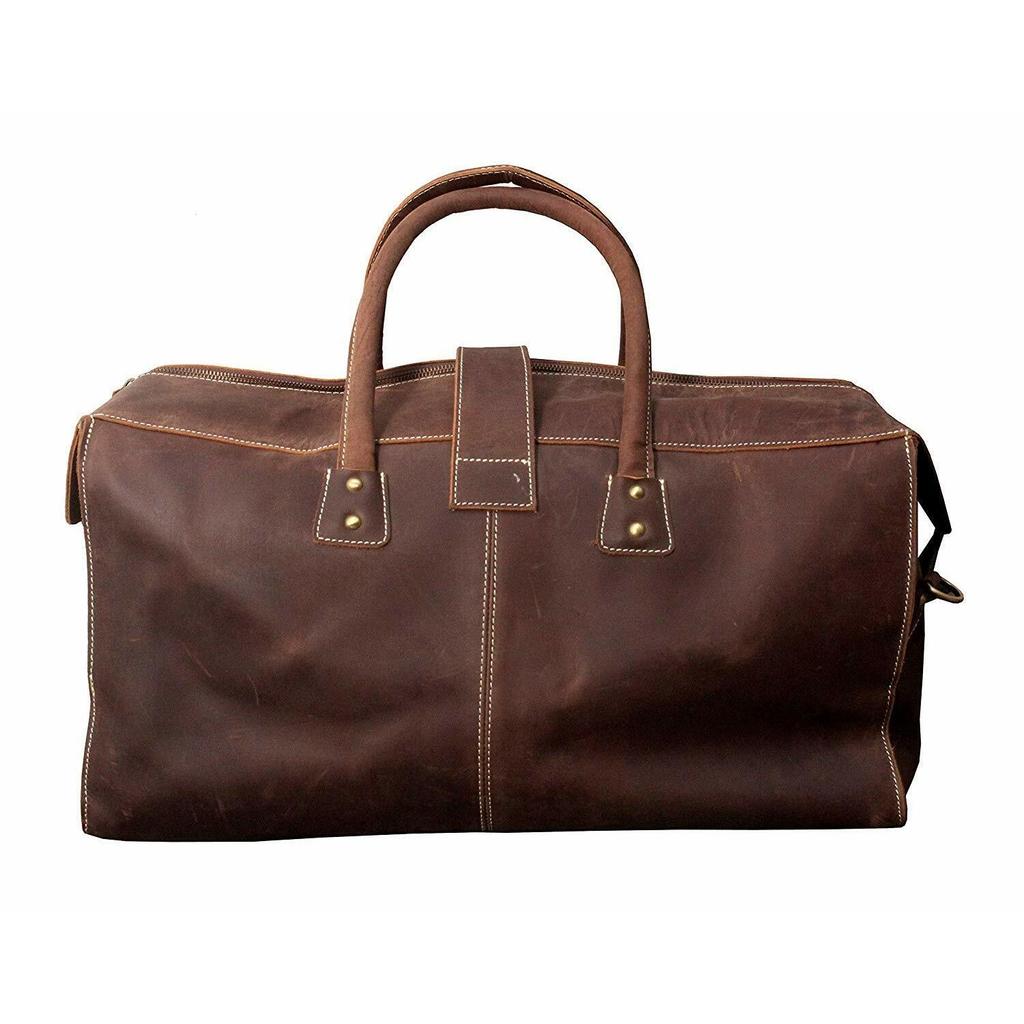 Men's Genuine Leather Large Vintage Duffel Travel Gym Bag Weekend Bag Overnight