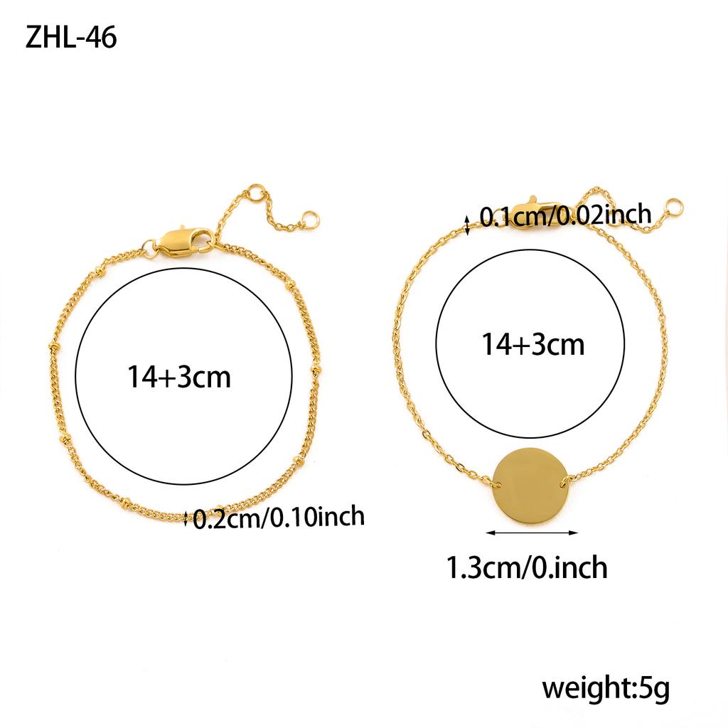 CARLIDANA Friendship 18K Gold Plated Stainless Steel Jewelry Gold Skinny Chain Bracelet Double Layer Bracelets Birthday Gift