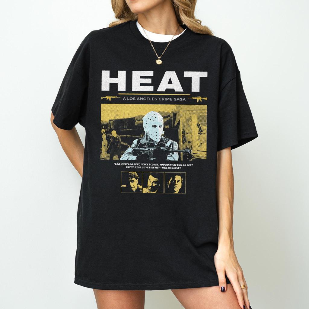 Streetwear Vintage Womens Heat Crime Cinema Movie TShirt Unisex Oversize Cotton Tee Top Casual Trend Loose Harajuku ONeck Summer