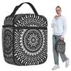 Chess Pieces Mandala Grayscale Chessboard Insulated Lunch Bag for Kids School Cooler Thermal Food Box Tote Lunch Boxes Container