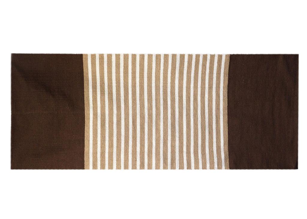 Cotton Runner Rug Dark Brown Beige 70x170cm