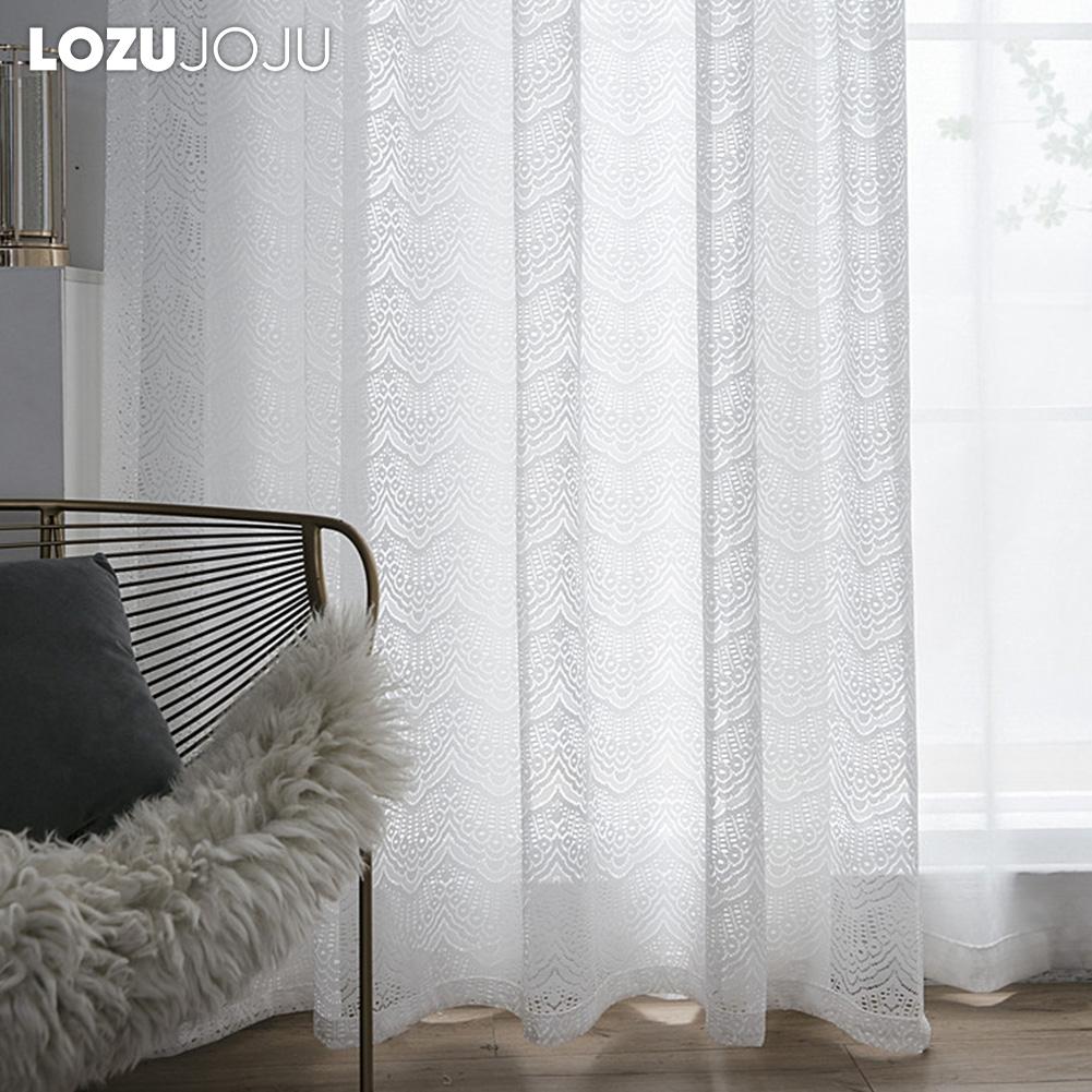 1 ADET LOZUJOJU %10-20 Karartma Fransız Tarzı Basit Romantik Dantel Çözgü Örme Saf Beyaz Tül Perde Oturma Odası Yatak Odası Balkon Ev Dekoru
