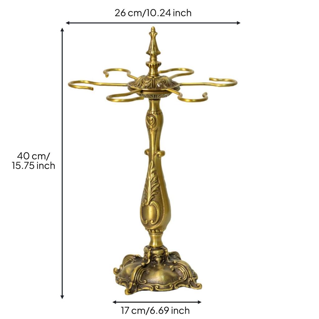 Stemware Rack Antique Style Grape Glass Brass Colored Hanging Holder for Home Bar,