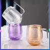Double Wall Glass Cup with Handle Heat Resistant Tea Coffee Cups Espresso Milk Mug