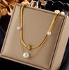 SHC43A-SHC68A Custom Fashion Pendant Necklaces Women's Jewelry Stainless Steel Chokers Pearl Chains Necklace Set for Women Girls