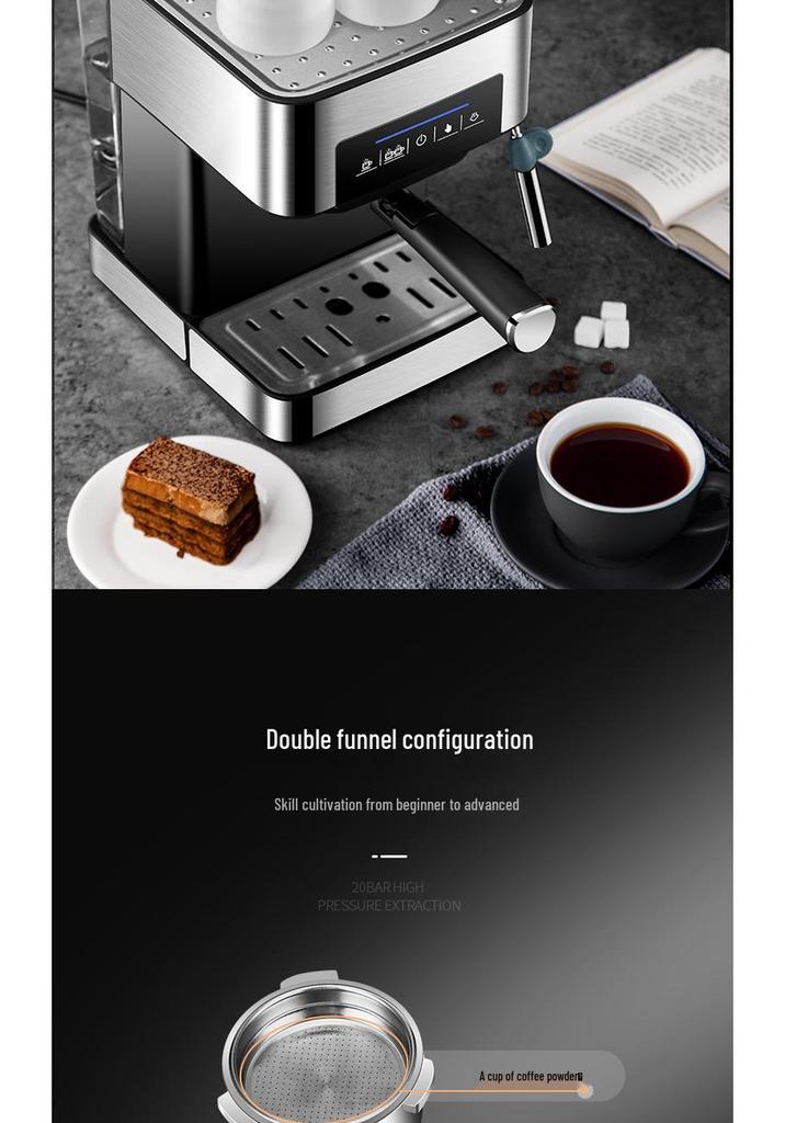 Home & Commercial Italian Semi-Automatic Coffee Machine with Fresh Grinding and Milk Frothing