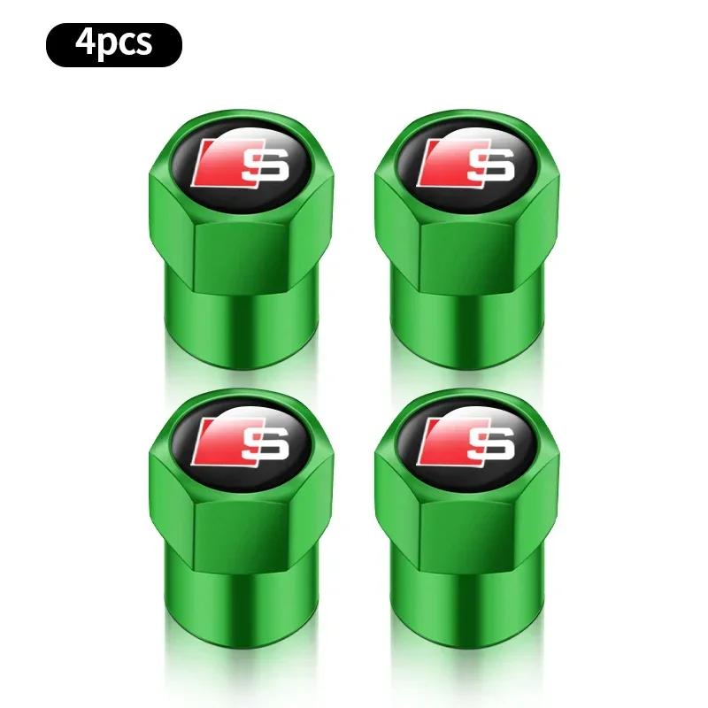 4 Pièces Bouchons de Valve de Pneu en Aluminium Bouchons Gonfleur de Pneu de Voiture Accessoires Style Pour Q5 C7 C6 C5 Q3 Q5 Q7 TT A1 A3 A4 A5 A6 A7 A8