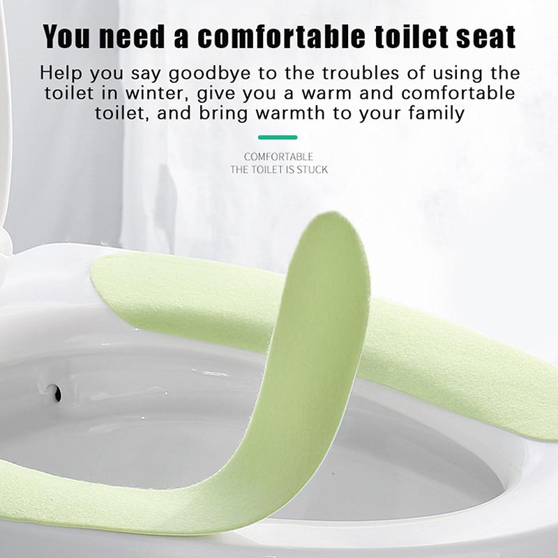 2Pc/Set Universal Toilet Seat Cover Soft Wc Paste Toilet Sticky Seat Pad Washable Bathroom Seat Lid Cover Pad Cushion