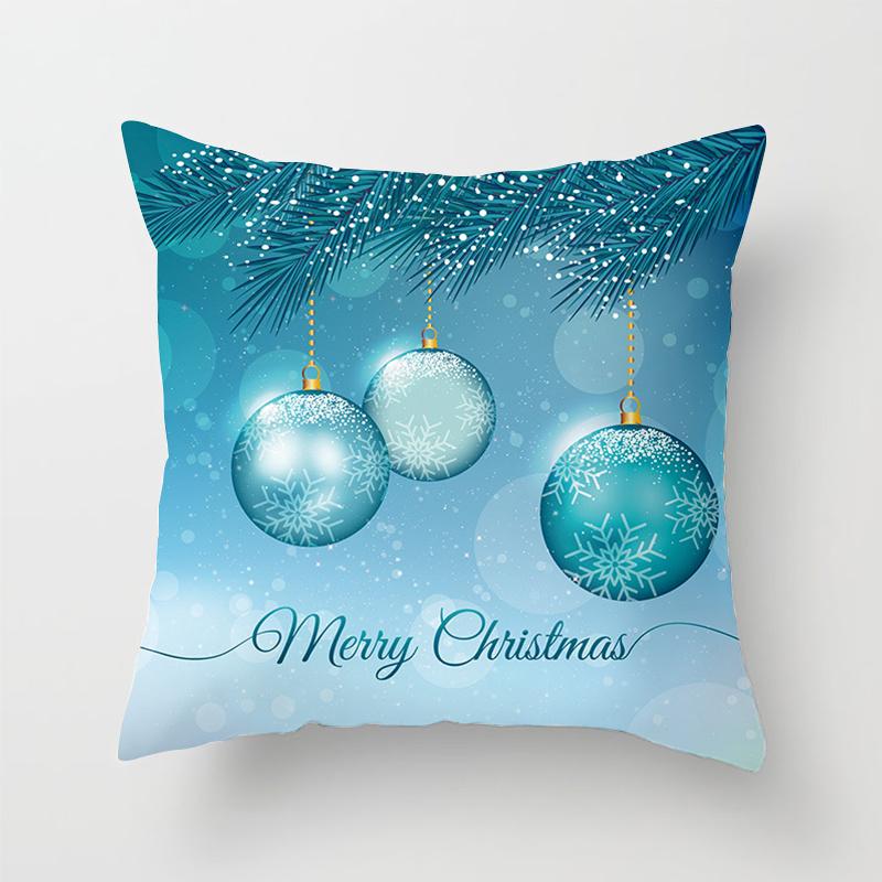 Heimdeko Weihnachten Schneemuster Kissenbezug Polyester Dekorative Kissenhülle Neujahr Sofa Kissenbezug