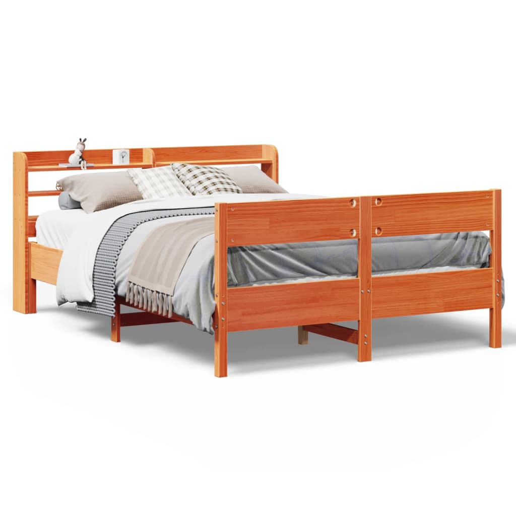 Solid Wood Bed without Mattress Wax Brown 150 x 200 cm Pine Wood