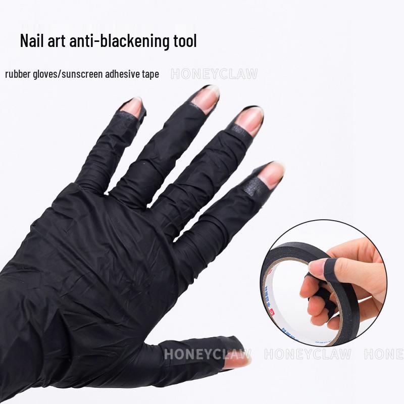 100 Black Fingerless UV Protection Gloves for Nail Art