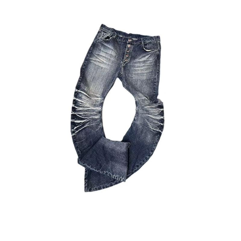 GlowGirl Y2k Jeans Bootcut Vintage Americani a Vita Media Distressed Denim Sottocultura Stile Punk Retro Slim Zip Autunno