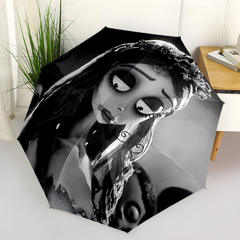 1pc Corpse Bride Automatic Folding Umbrella - Portable Collapsible Design, 8-Rib Iron Frame Yy251209062