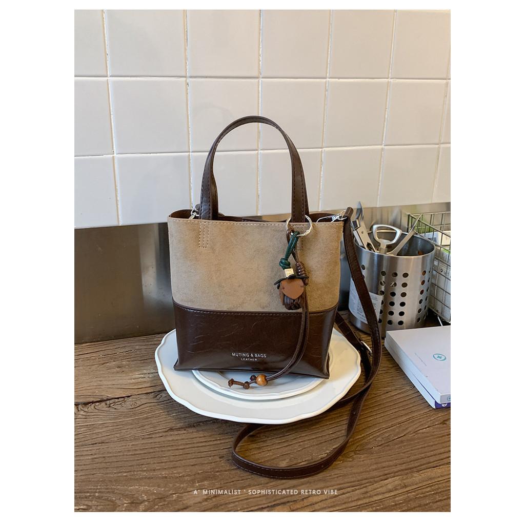 IELGY Ladies Messenger Bag Retro Portable Suede Tote Bag