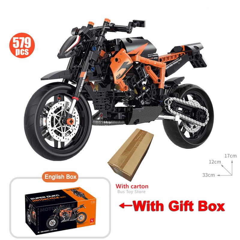 Technical Motorcycle Building Blocks Bricks Harleys Motorbike Locomotive Road Racer Toy for Kid Christmas New Year Gift