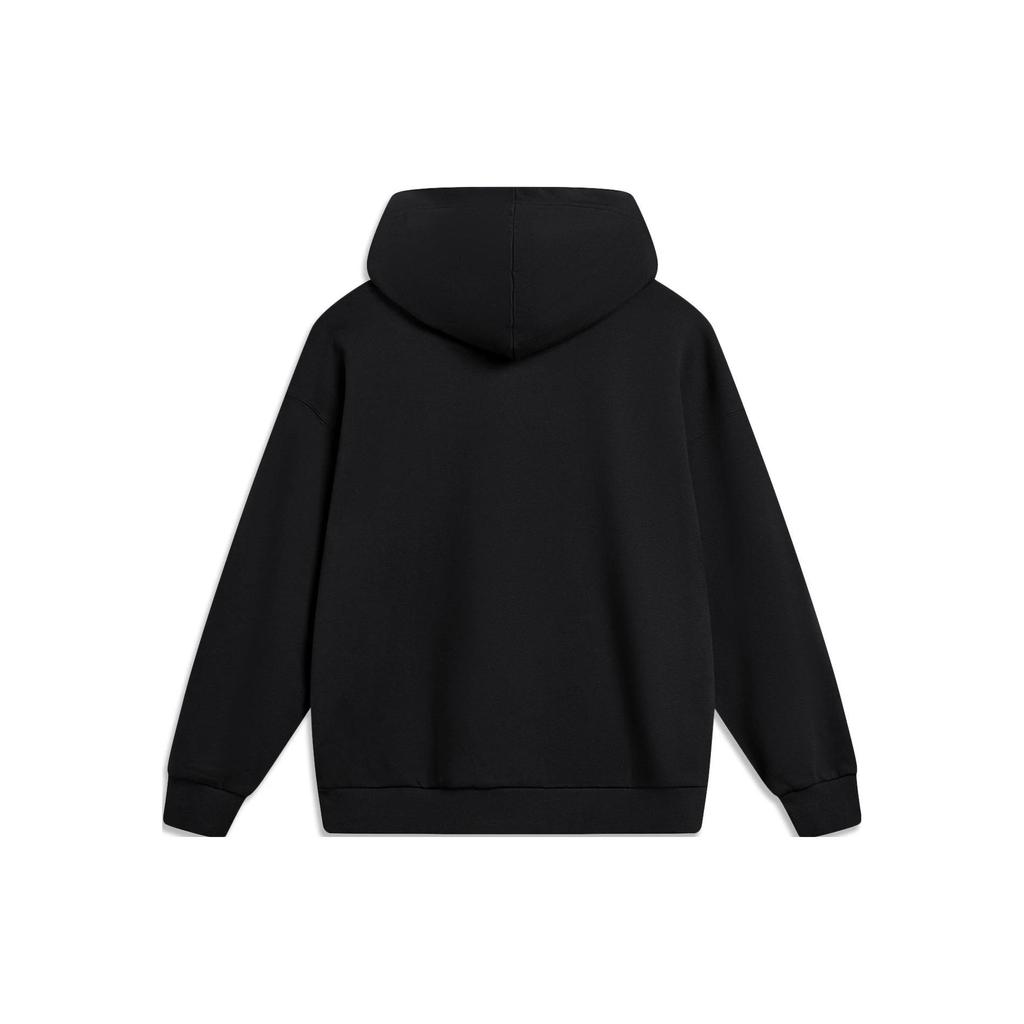 Li Ning Sports Lifestyle Series Letter Logo Printed Pullover Hoodie Unisex hoodies Black AWDTB43-1