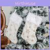 Premium White Embroidered Plush Christmas Stockings With Elegant Gold And Silver Snowflakes