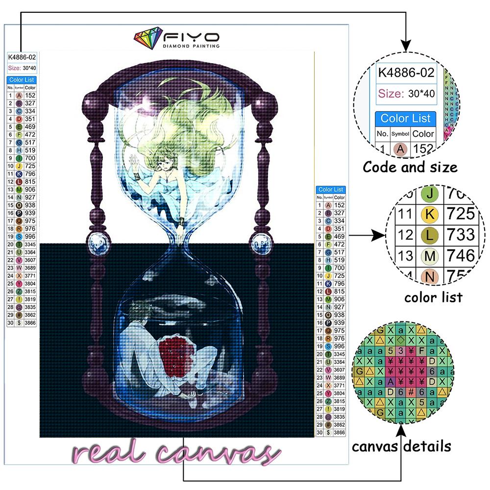 5D DIY diamantmaleri korssting jente i timeglassflaske diamantbroderi mosaikk veggkunst hjemmedekorasjon