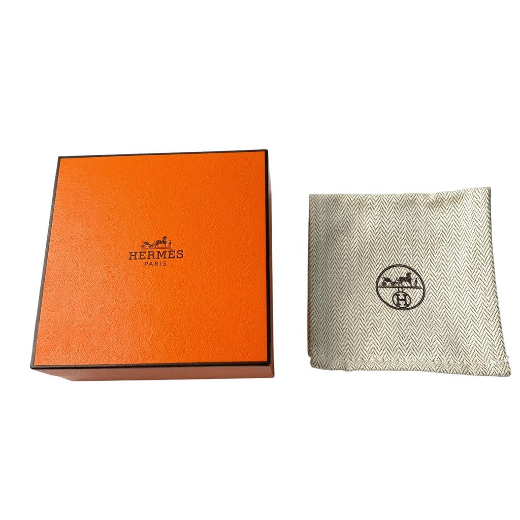 Used HERMESbracelet black/Silver leather mens