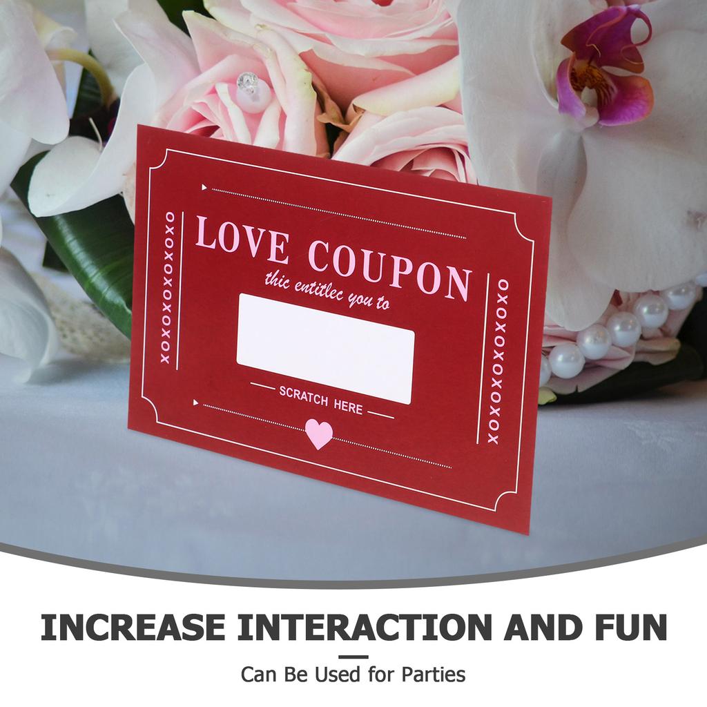 20 Sheets Valentine's Day Scratch Card Date Cards Coupon Kids Couple Paper Cute for Couples