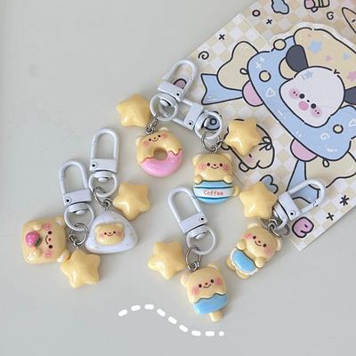 Kawaii Creative Star Bear nøkkelring Søt tegneserie bil nøkkelring anheng skole ryggsekk dekorasjon tilbehør Barn leketøy gaver