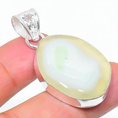 Natural Green Botswana Druzy Gemstone 925 Sterling Silver Pendant 1.73" k6J80