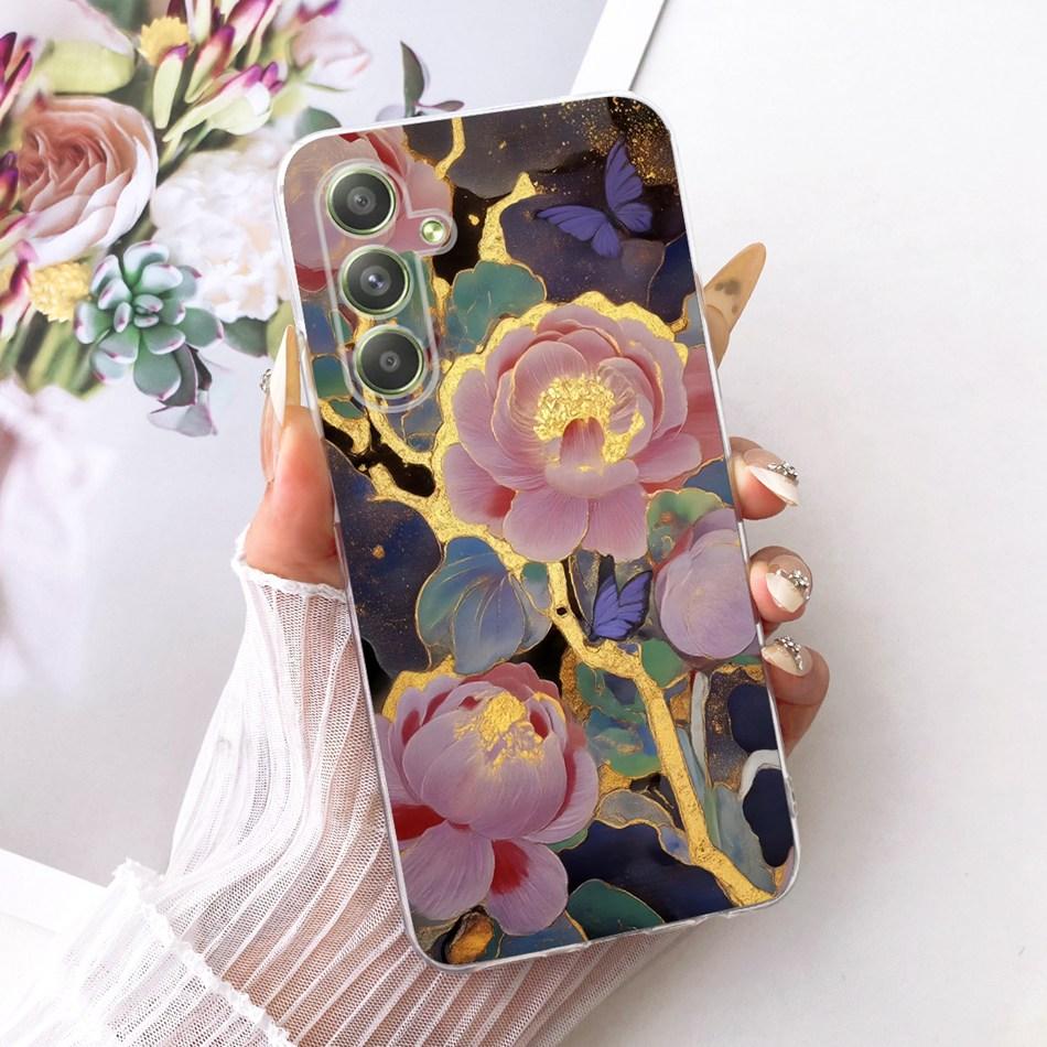 For Samsung Galaxy A54 Cute Flower Butterfly Cat Painted Case For Samsung A54 5G SM-A546B Soft Silicone TPU Phone Cases