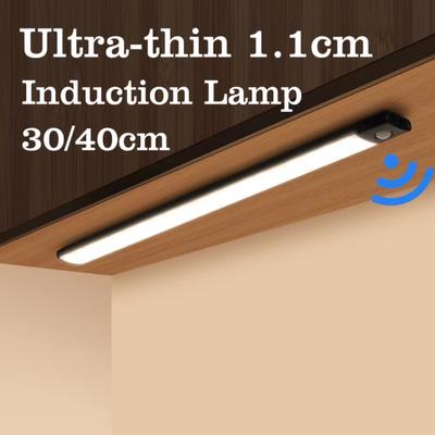 Ultra-thin Induction Lamp PIR Motion Sensor Cabinet Light Wireless Portable USB Rechargeable Wardrobe  Closet Kitchen Lighting