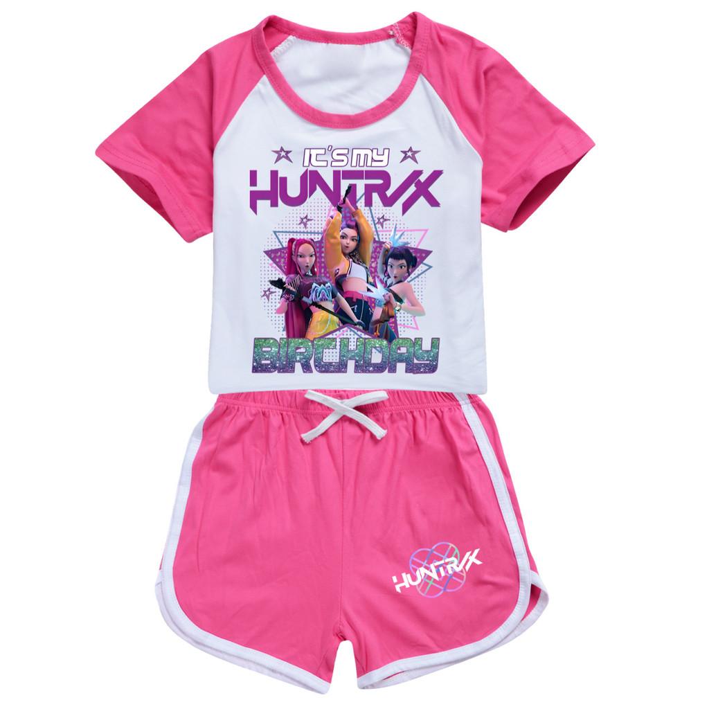 5001 Kids Girls POP Rumi Zoey Mira Print T-shirt Shorts Sport Tracksuit Clothes Set