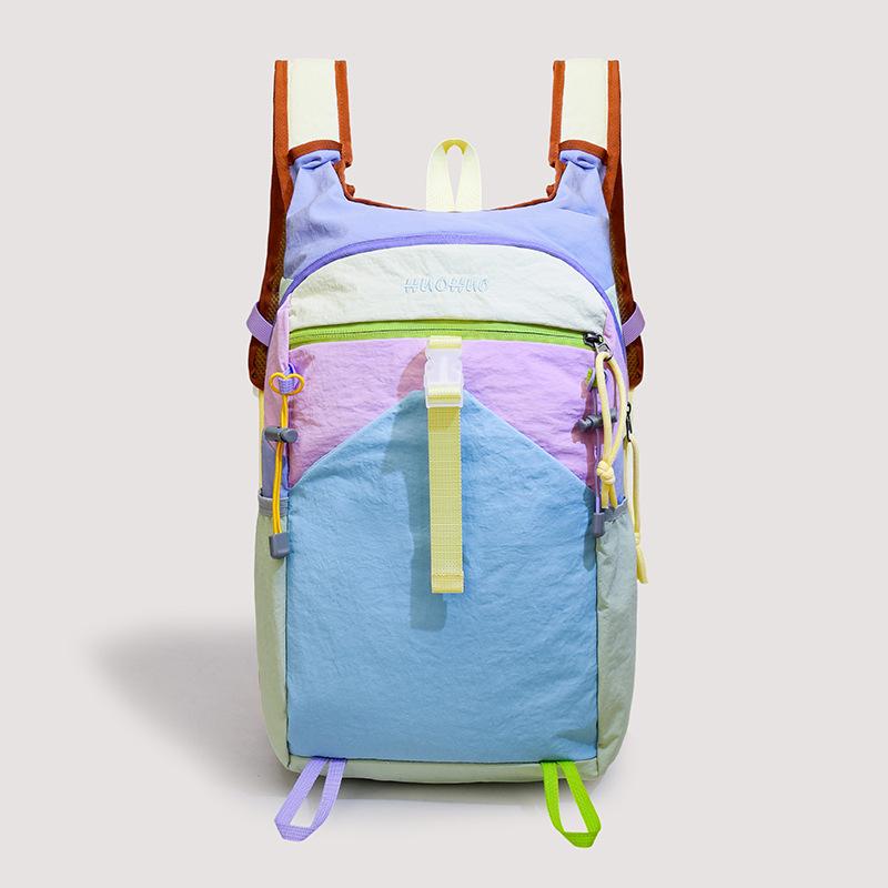 Schoolbag Niche Design Travel Bag Female Dopamine Contrasting Color Lightweight Backpack Outdoor Hiking Backpack Sports Bag