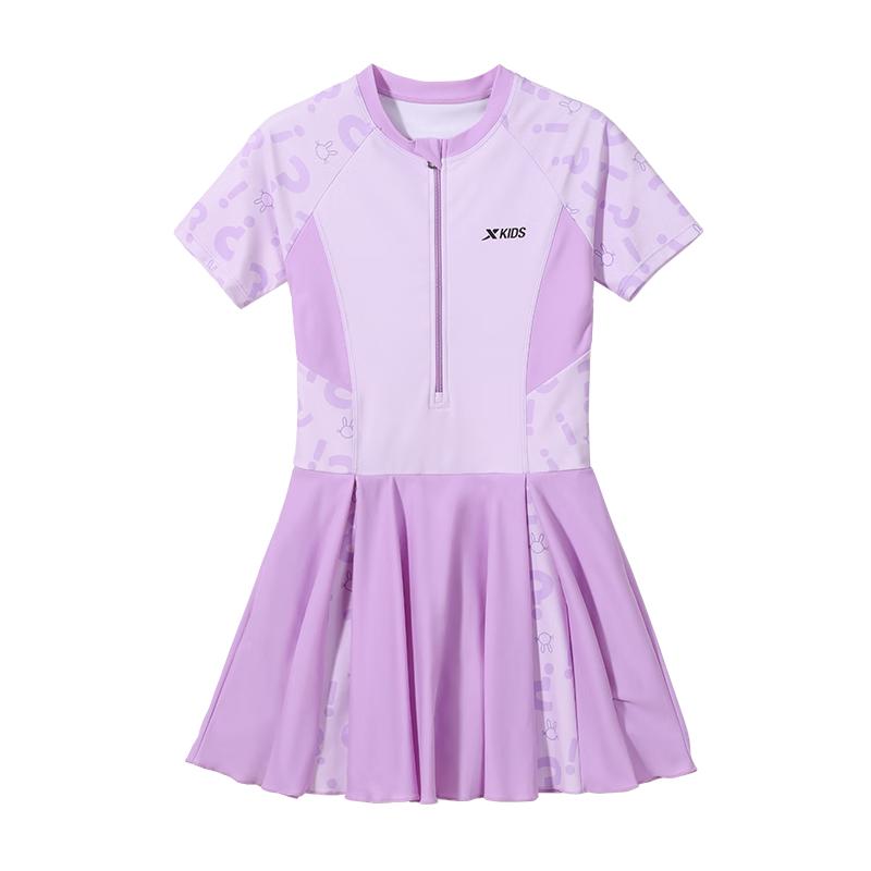 XTEP Girls' One-Piece Swim Dress Swimsuit