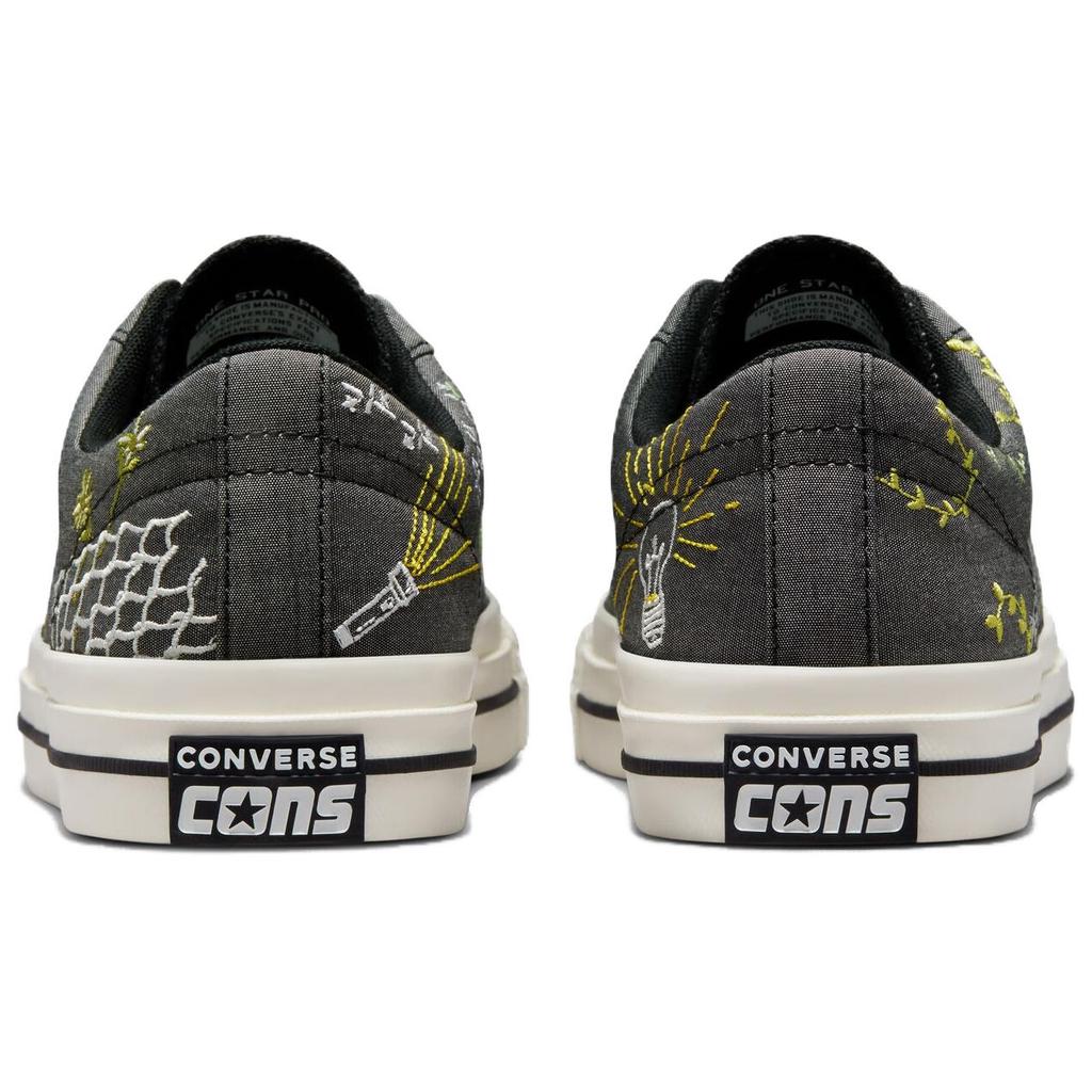 Converse One Star Pro Low Cowboy Embroidery Unisex Sneakers Black Multi Egret A03666C