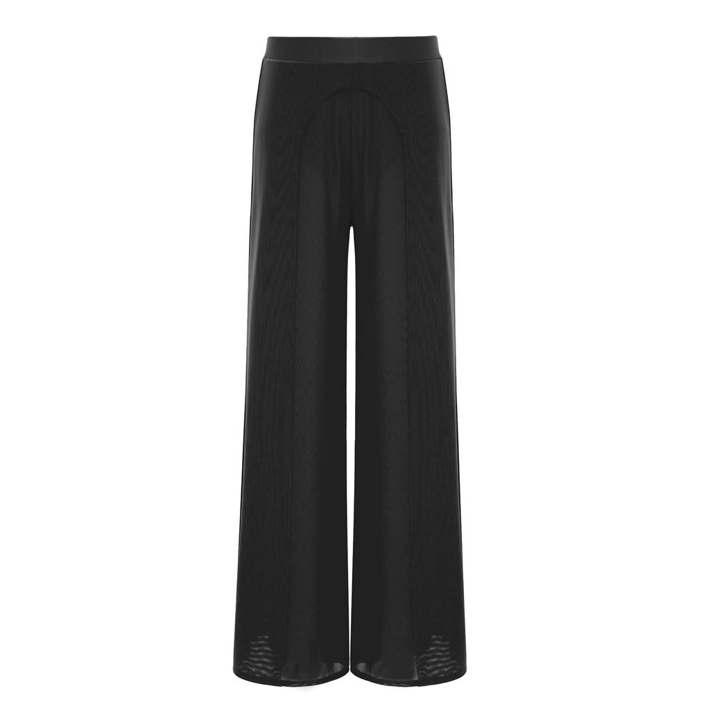 Kids Girls Performance Dance Pants: Elastic Waistband Wide-Leg Mesh with Built-In Briefs for Lyrical Competition