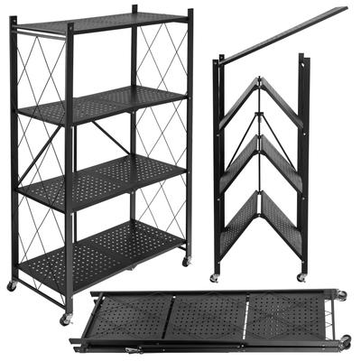 Gestel Foldable Shelf 4 Levels Black On Wheels