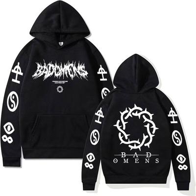 Sudaderas con Capucha Gráficas Divertidas de Banda Malos Augurios para Hombre Moda Retro Pulóveres Sudaderas Unisex Sudadera Casual Streetwear