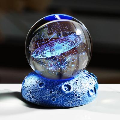 Ornalrist 2.36 Inch 3D Solar Ball Space LED Lighting Base,Glass Sphere Miniature Solar System Planet Birthday Gift,Suitable for
