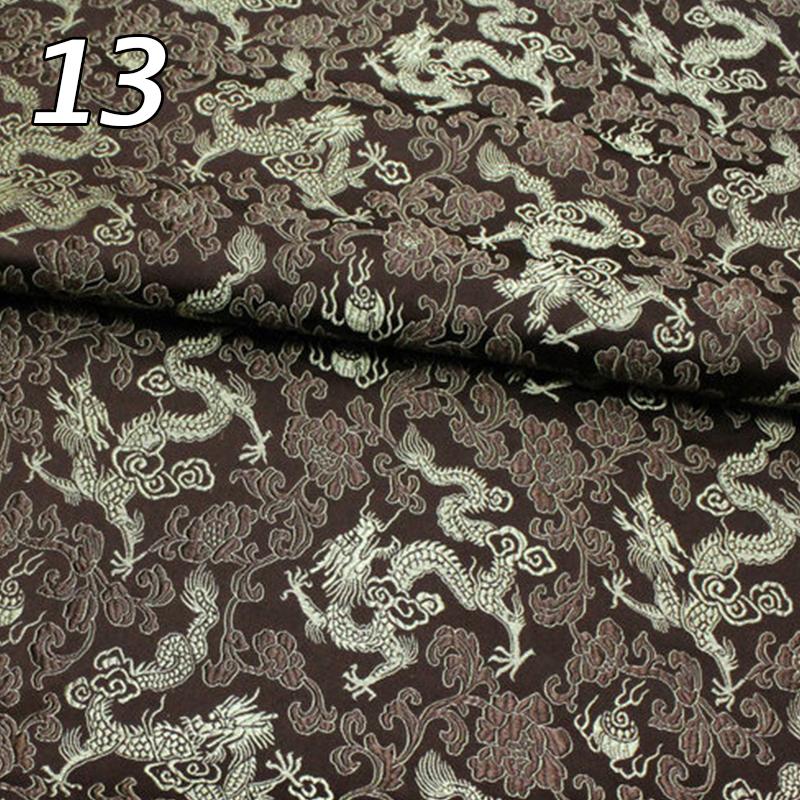 Chinese Traditional Embroidered Silk Brocade Dragon Pattern Fabric Tang Suit Hanfu Cheongsam Kid Wear Pillow Decoration Handmade