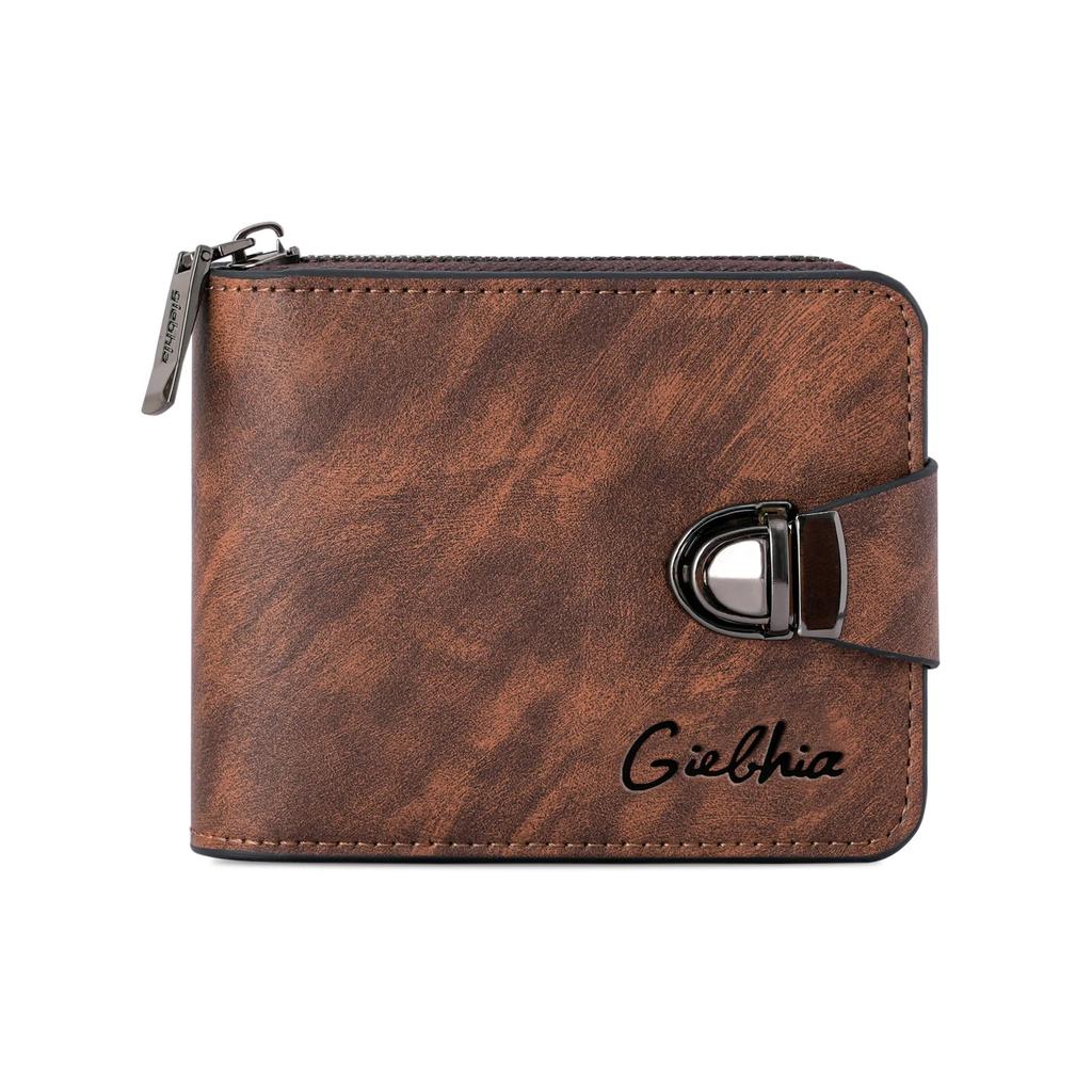 Men's Wallet Retro Business Design Short Zip Coin Purse for Men Multi-Functional Large Capacity Organizer with Many Card Slots