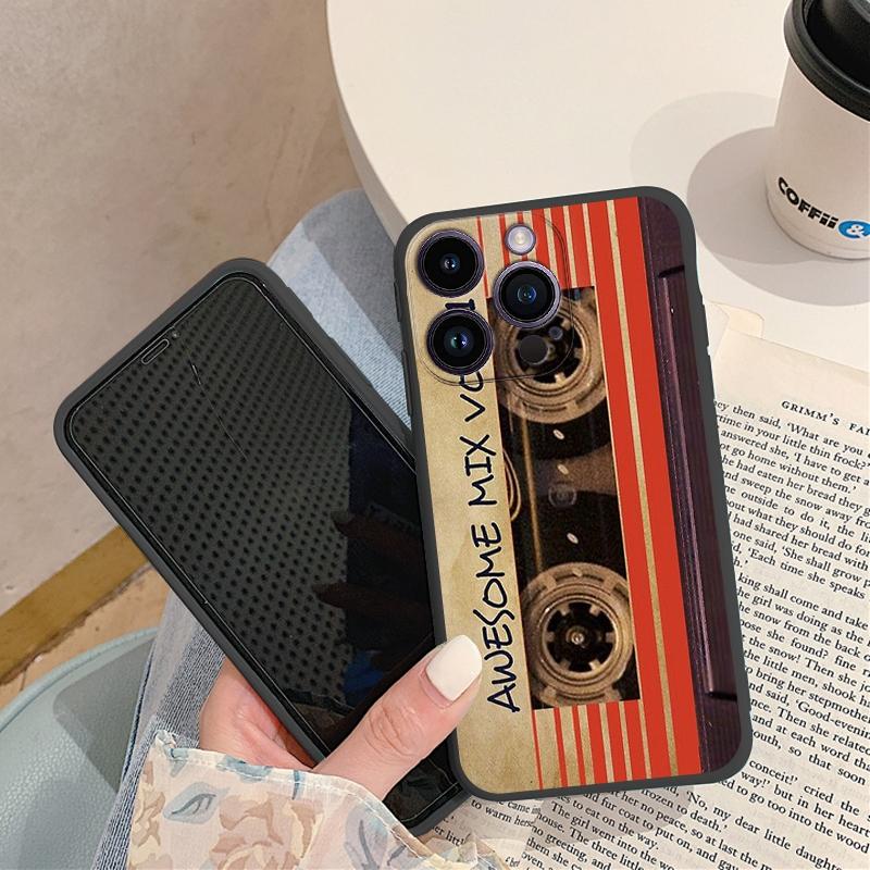 Módní, vtipná, měkká pouzdra na telefon s retro vzorem pro iPhone 15 Pro 6 14 XS 13 Max XR 12 Mini 7 Plus X SE 8 11 TPU nárazuvzdorný černý kryt