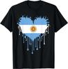 Graphic Birthday Gift Drippings Heart of Argentina Flag Design for Proud T-Shirt Clothing Streetwear Graphic T Shirts