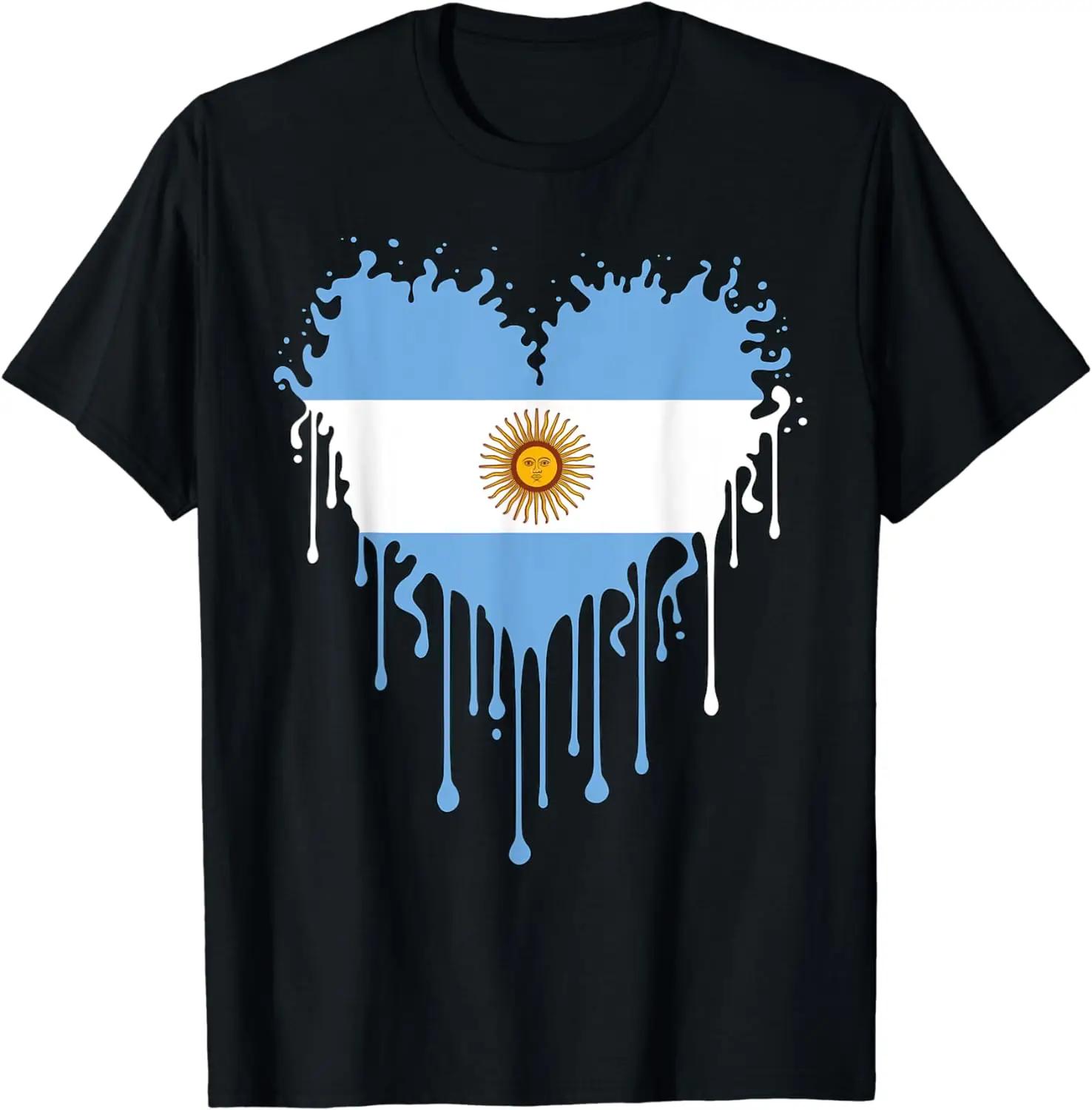 Argentina Flag Heart Drip T-shirt XXL