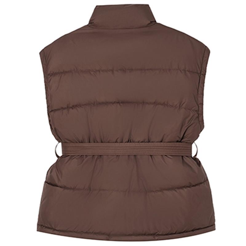 Fashion Winter Warm Vest Woman Outerwears With Belt Sleeveless Parka Casual Thick Women's Jackets