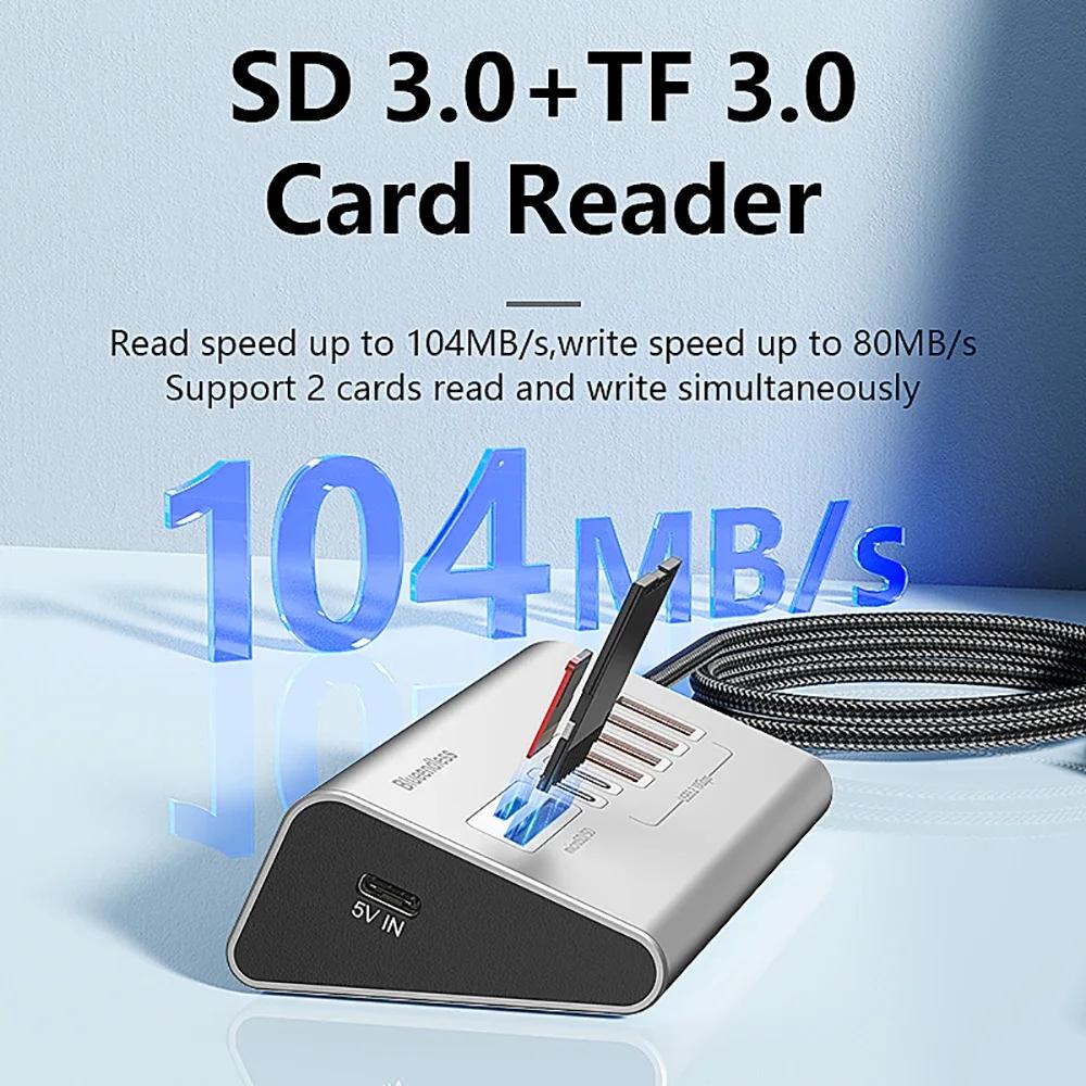 10Gbps USB 3.2 Docking Station Hub Type C Splitter Data Transfer Adapter with Card Reader Multi 7/8 Ports Switch For PC Laptop