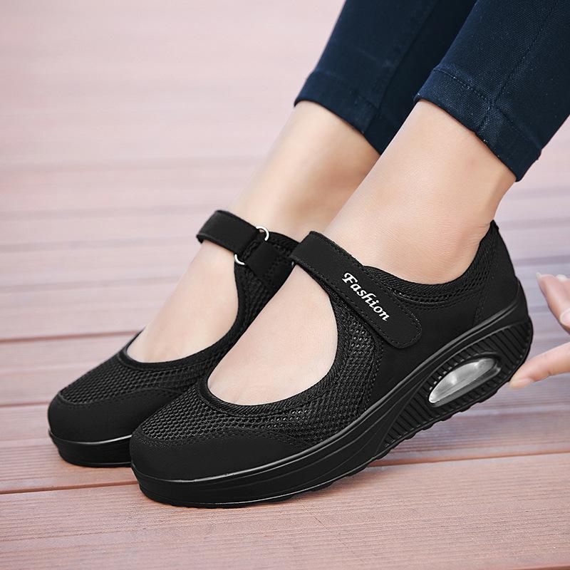 Summer Women's Casual Mesh Sneakers Breathable & Comfort Platform Soft Sole Shoes Daily Walking Wedge Footwear