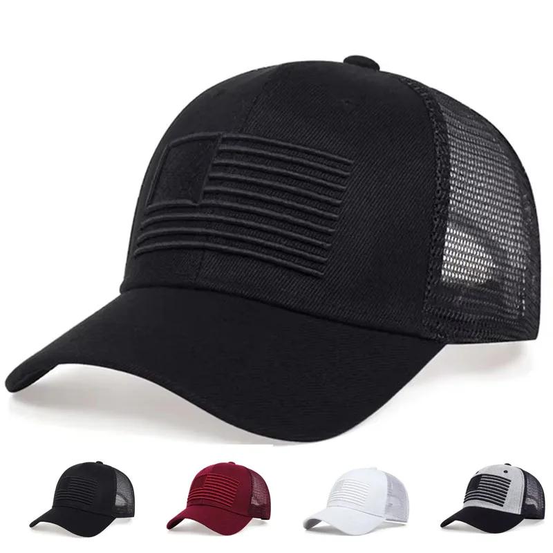 Yiran Bag Women's Unisex American Flag Embroidery Baseball Net Caps Adjustable Casual Hats Spring And Summer Outdoor Sunscreen Hat