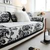 Living Room Non-slip Leaf Couch Cover Summer Universal Chenille Black White Sofa Cushion Cover Slipcover Funda