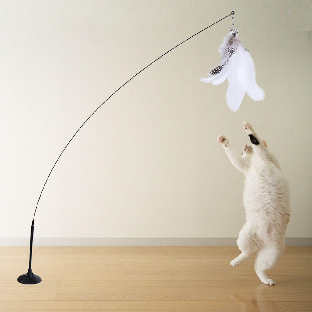 Simulation Bird Interactive Cat Toy Funny Feather Cat Stick with Bell Cat Playing Teaser Wand Toy for Kitten Cat Supplies