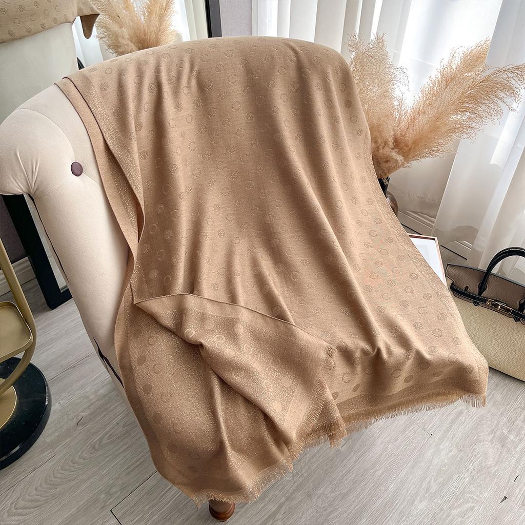 New Spring and Autumn Women Elegance Print Shawl Brand Designer Lady Golden Thread long Scarf Muslim Wrap Headscarf Pashmina